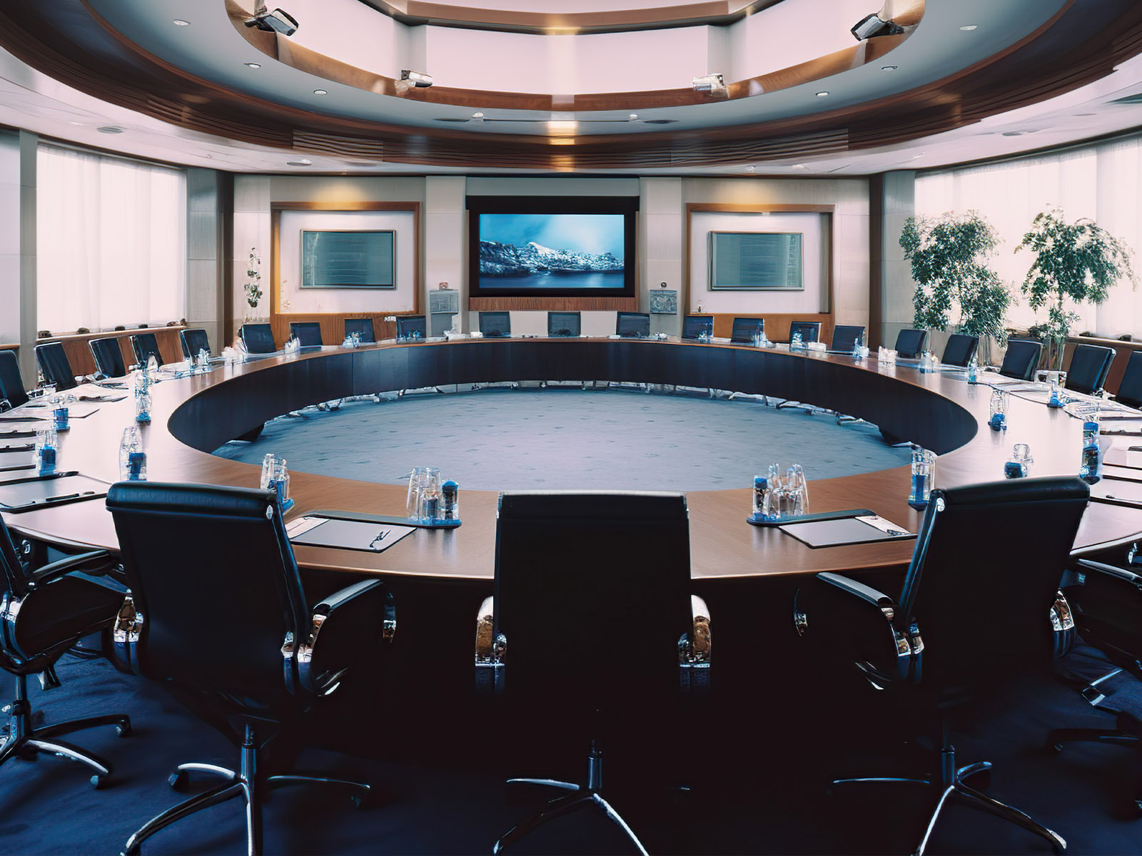 Conference hall set theatre style